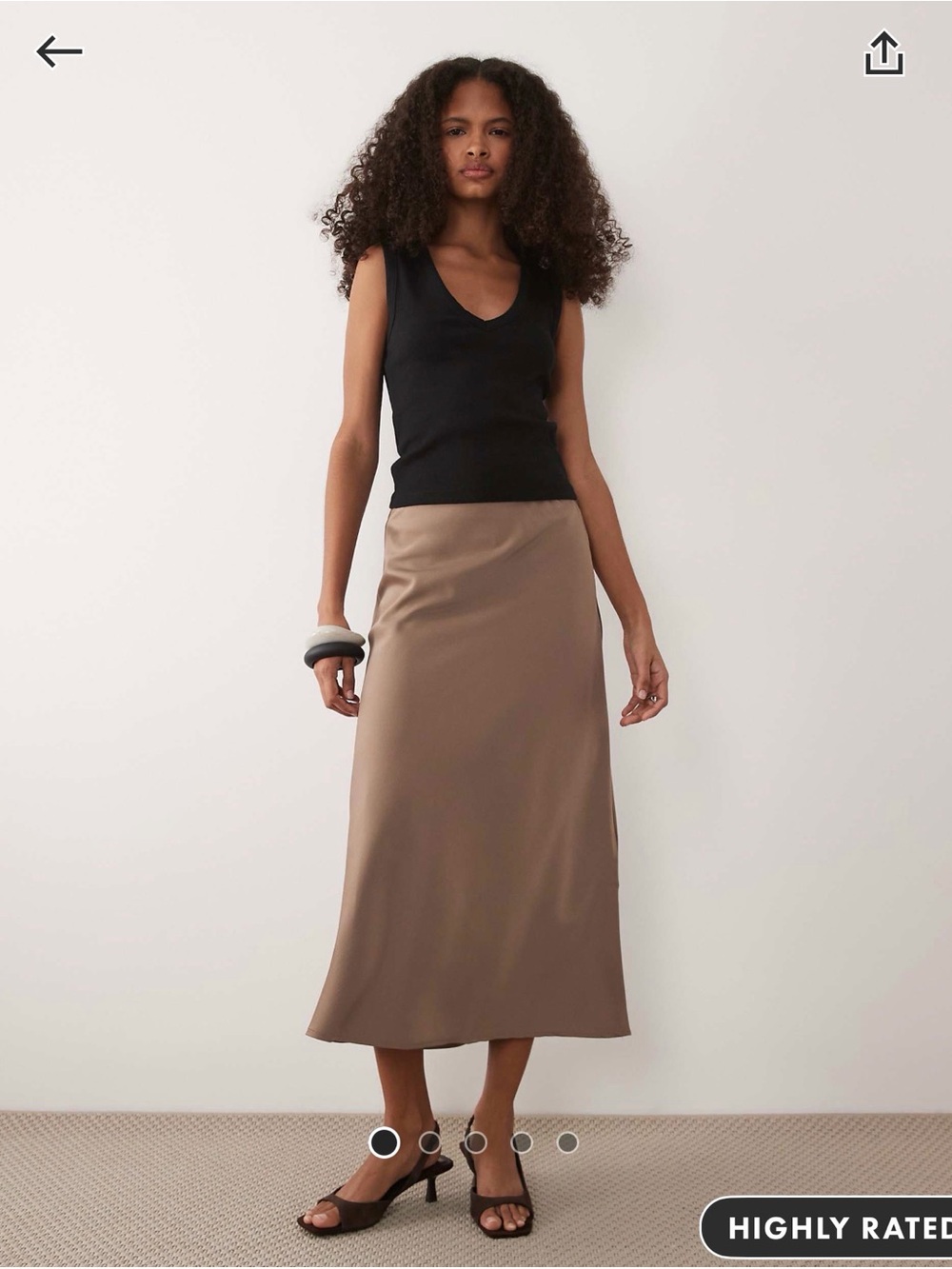YAS Satin Midi Skirt